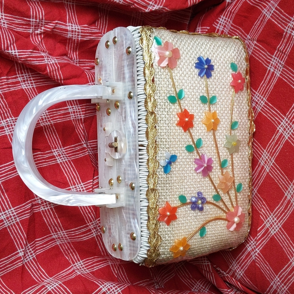Vintage Wicker Floral Purse
